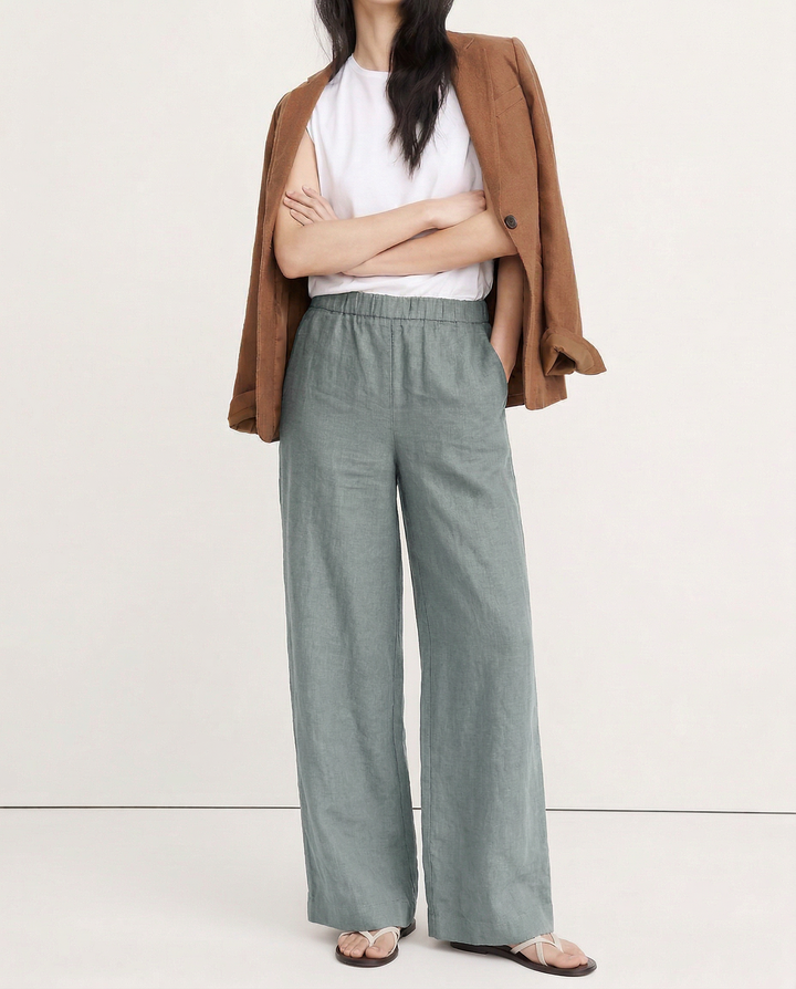 Muse & Valeur | Pleated Wide Leg Linen Pant