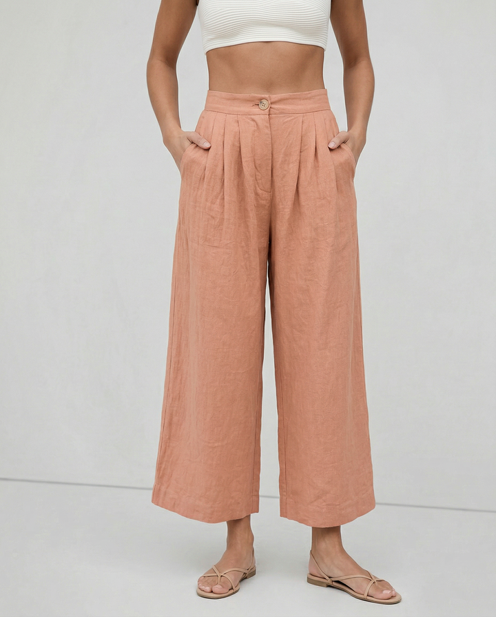 Muse & Valeur | Linen Pleated Culotte Pant for Women