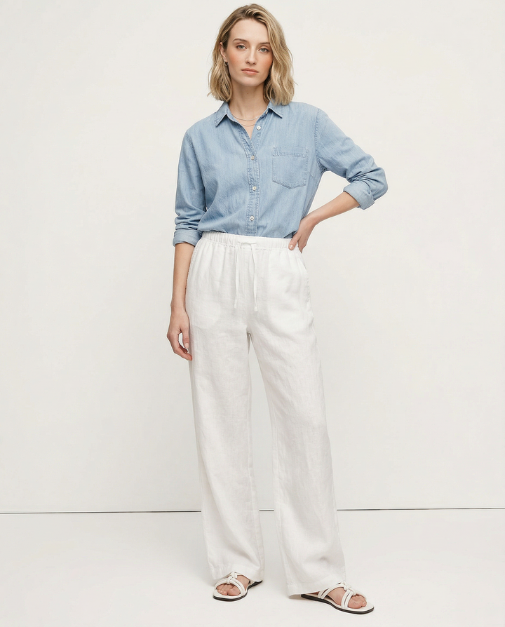 Muse & Valeur | Wide Leg Linen Pant for Women in Natural