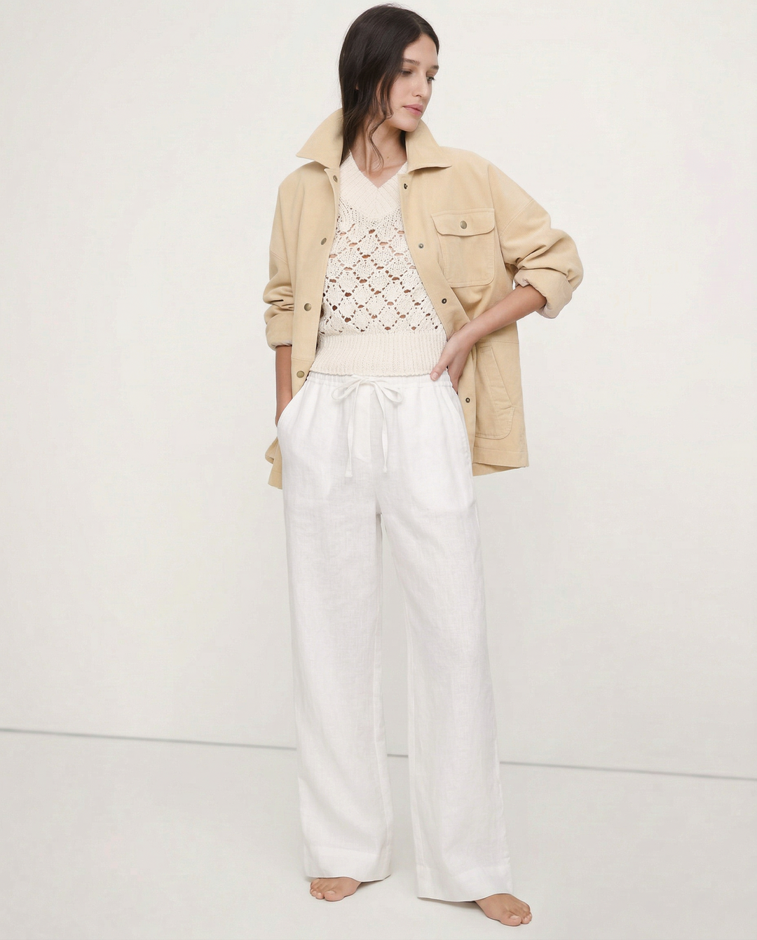 Muse & Valeur | Linen Wide Leg Pant for Women in Ruffle Style