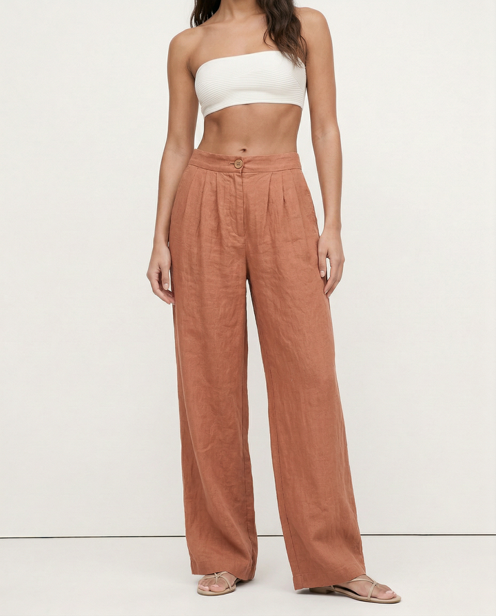 Muse & Valeur | Linen Pleated Culotte Pant for Women