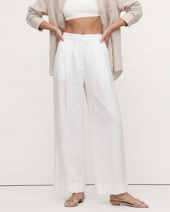 Muse & Valeur | Pleated Wide Leg Linen Pant