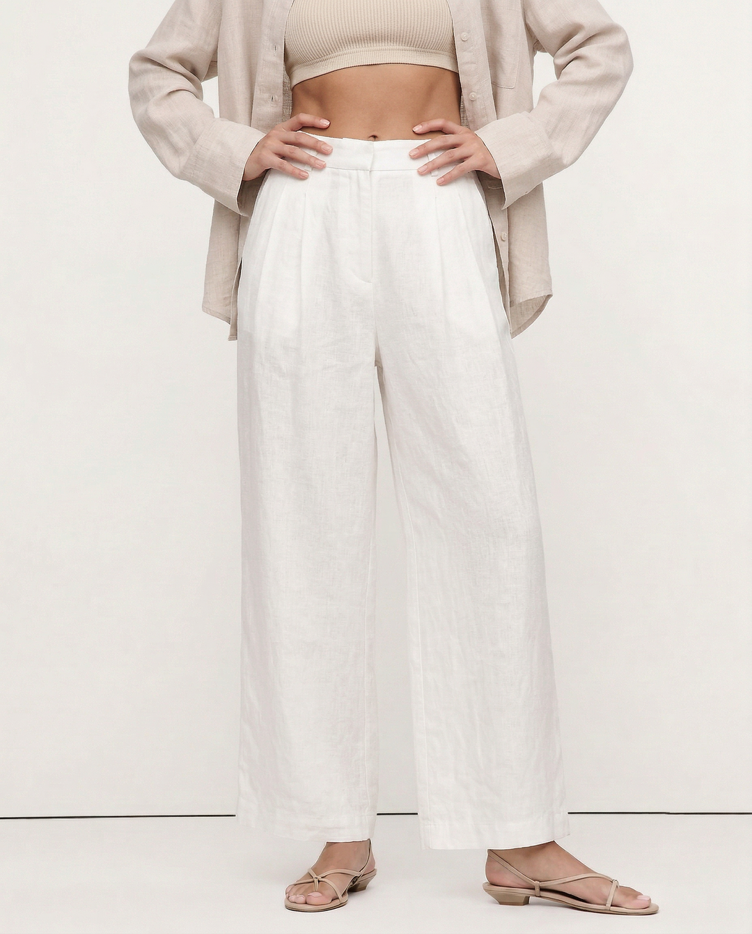 Muse & Valeur | Pleated Wide Leg Linen Pant
