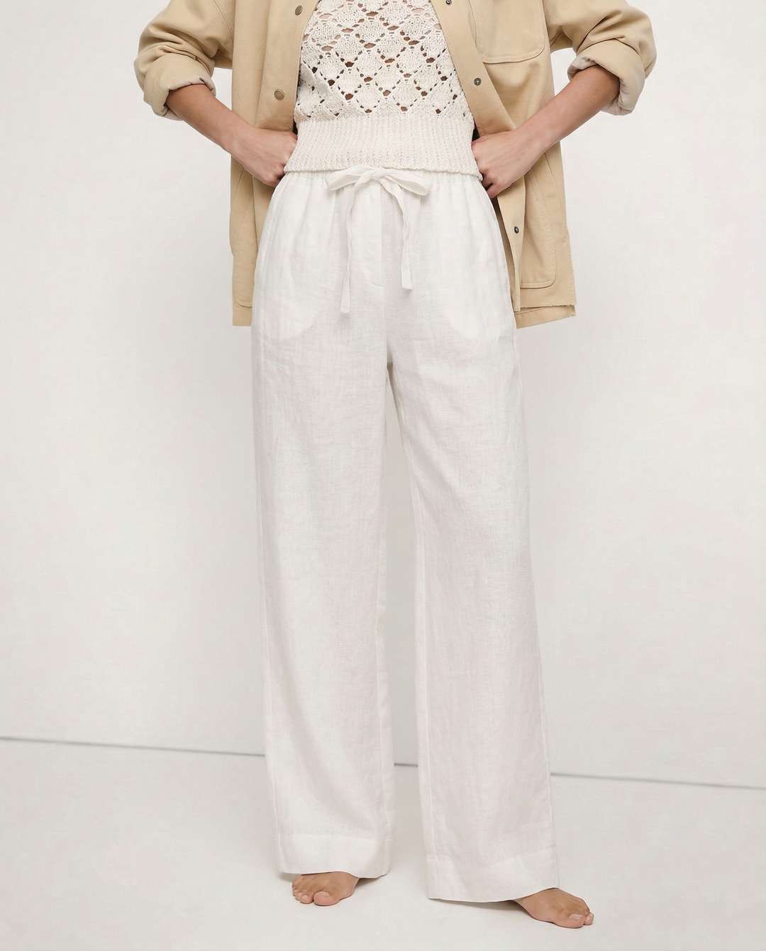 Muse & Valeur | Linen Wide Leg Pant for Women in Ruffle Style