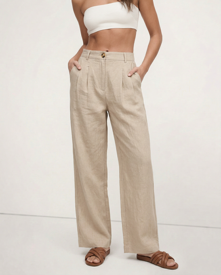 Muse & Valeur | Linen Pleated Culotte Pant for Women