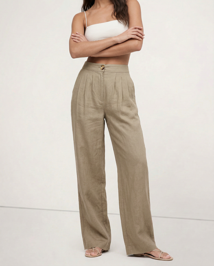 Muse & Valeur | Linen Pleated Culotte Pant for Women