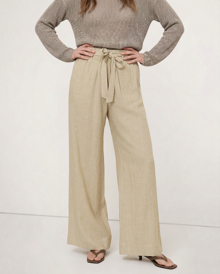 Muse & Valeur | Linen Wide Leg Pant for Women in Ruffle Style
