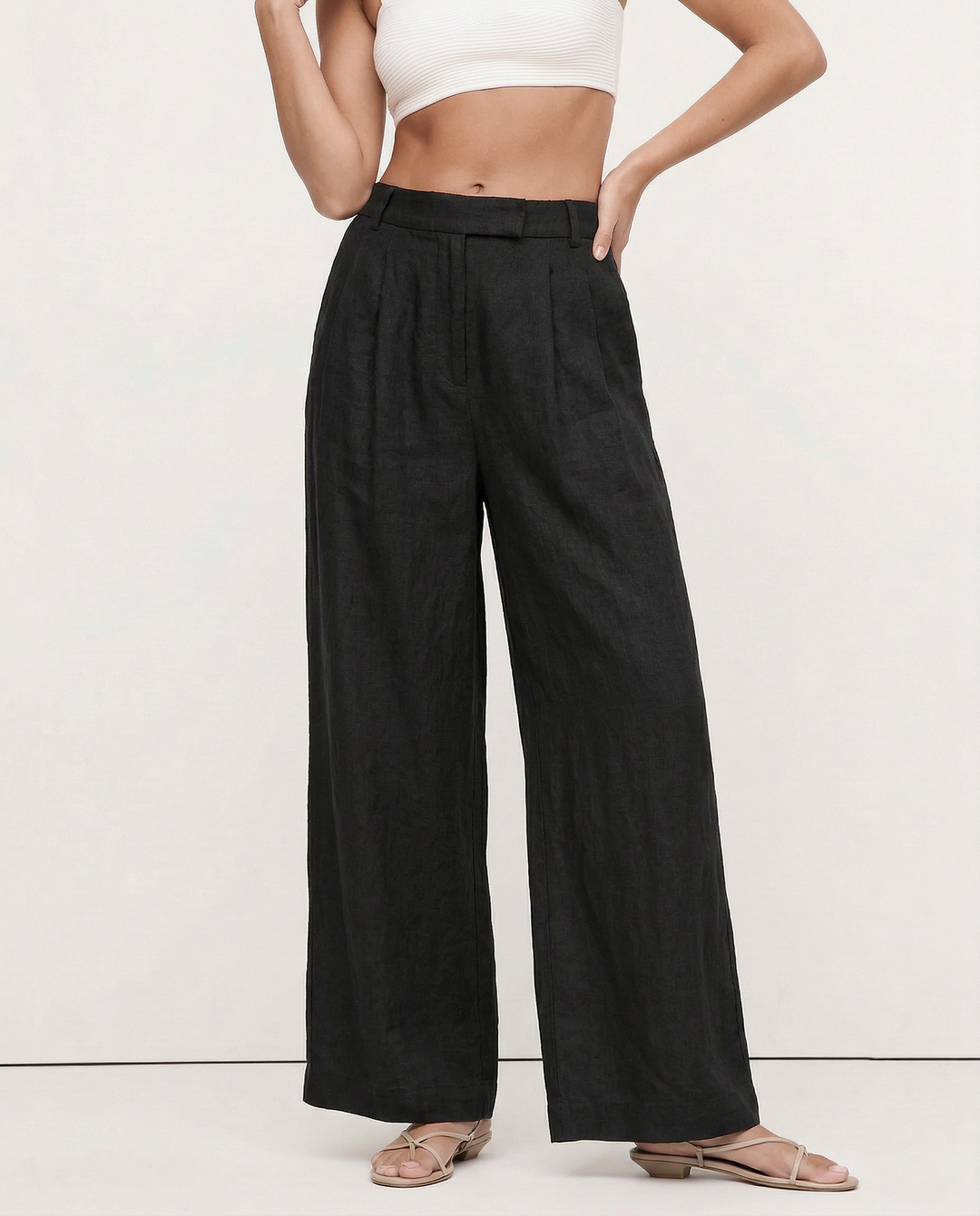 Muse & Valeur | Pleated Wide Leg Linen Pant