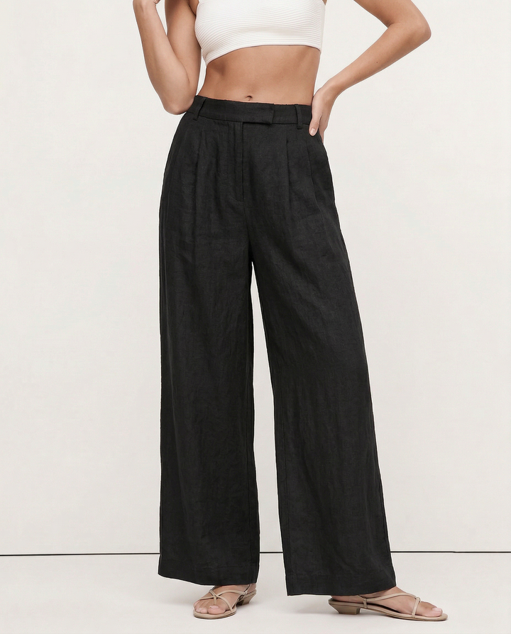Muse & Valeur | Pleated Wide Leg Linen Pant