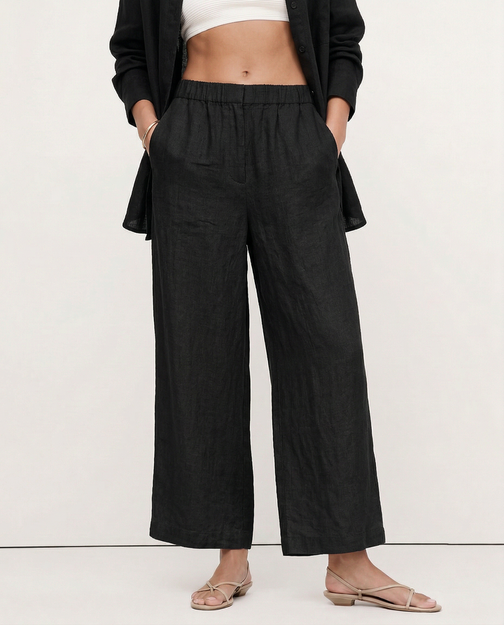 Muse & Valeur | Pleated Wide Leg Linen Pant