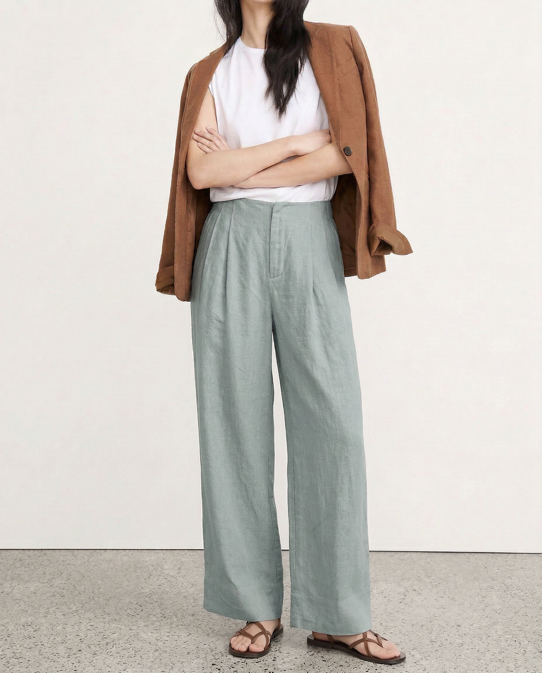 Muse & Valeur | Pleated Wide Leg Linen Pant