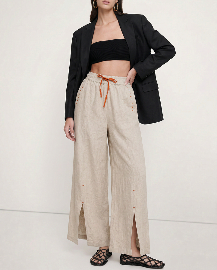 Muse & Valeur | Wide Leg Drawstring Pant for Women in Soft Fabric