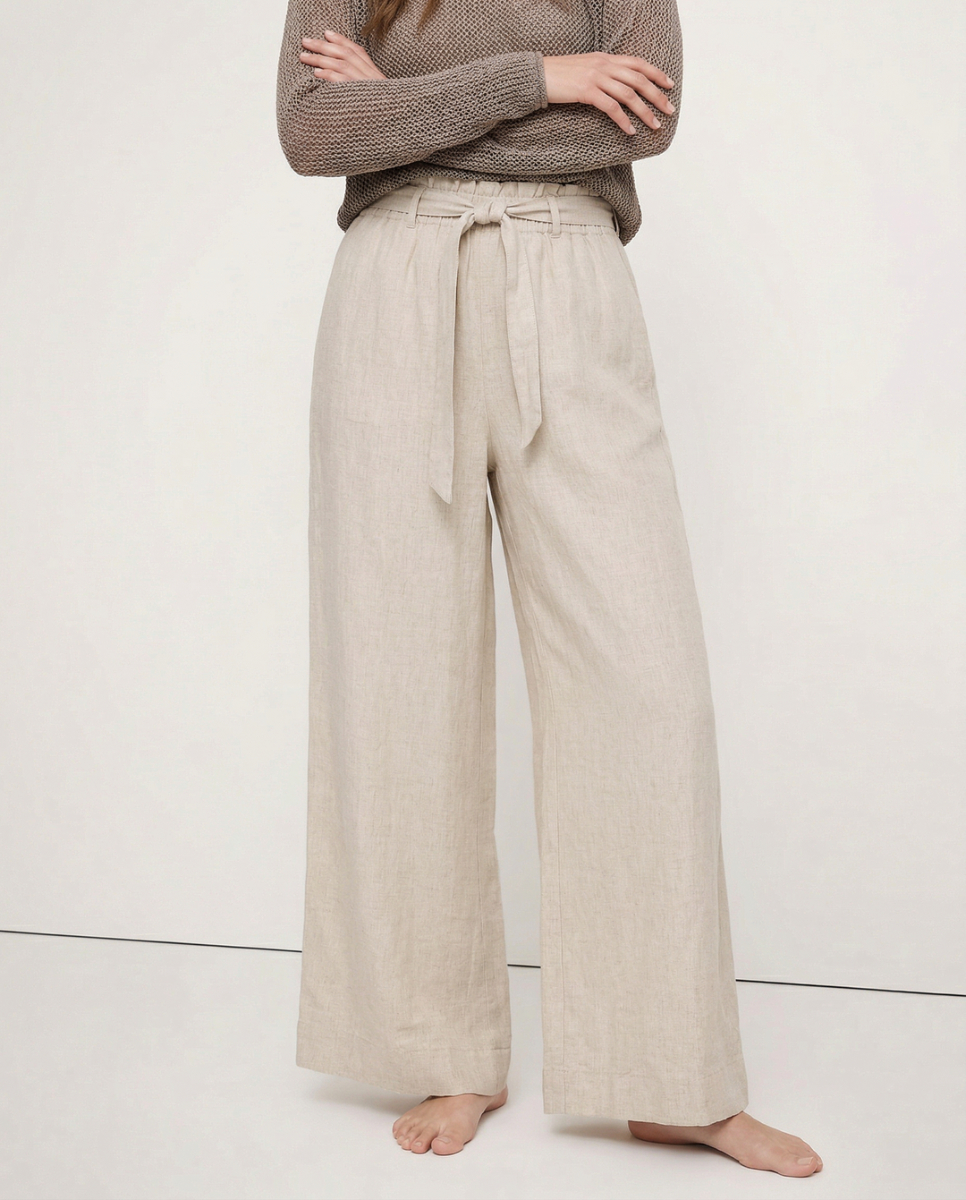 Muse & Valeur | Linen Wide Leg Pant for Women in Ruffle Style
