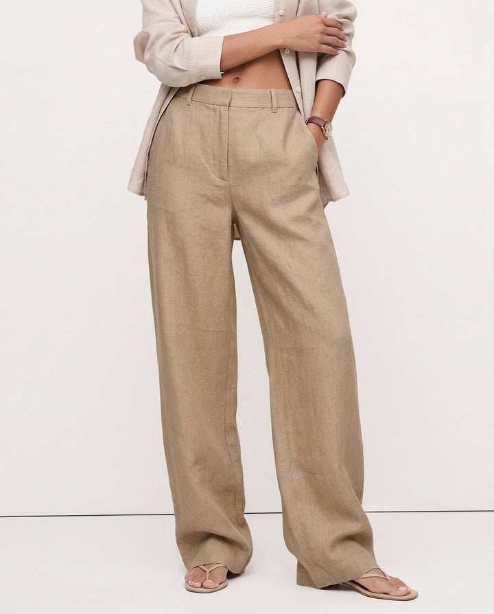 Muse & Valeur | Linen Wide-Leg Trousers for Women in Natural