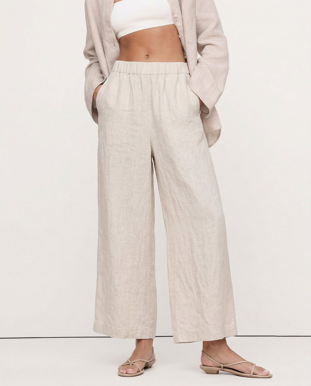 Muse & Valeur | Wide Leg Linen Pant for Women in Natural Color