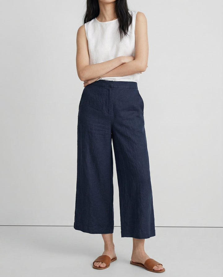 Muse & Valeur | Wide Leg Linen Pant for Women in Natural Color