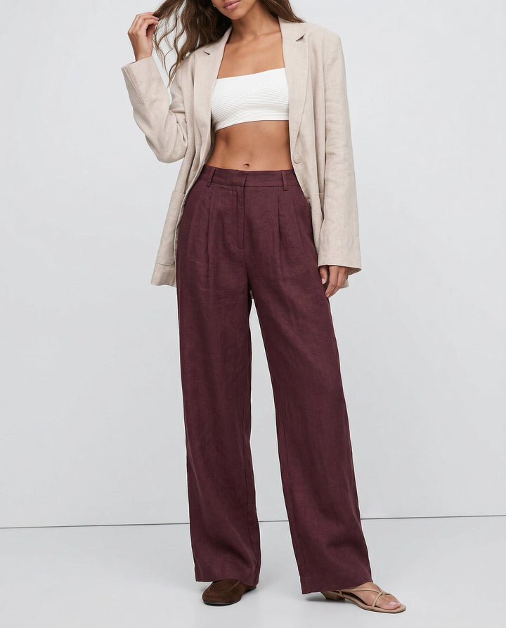 Muse & Valeur | Linen Wide-Leg Trousers for Women in Natural