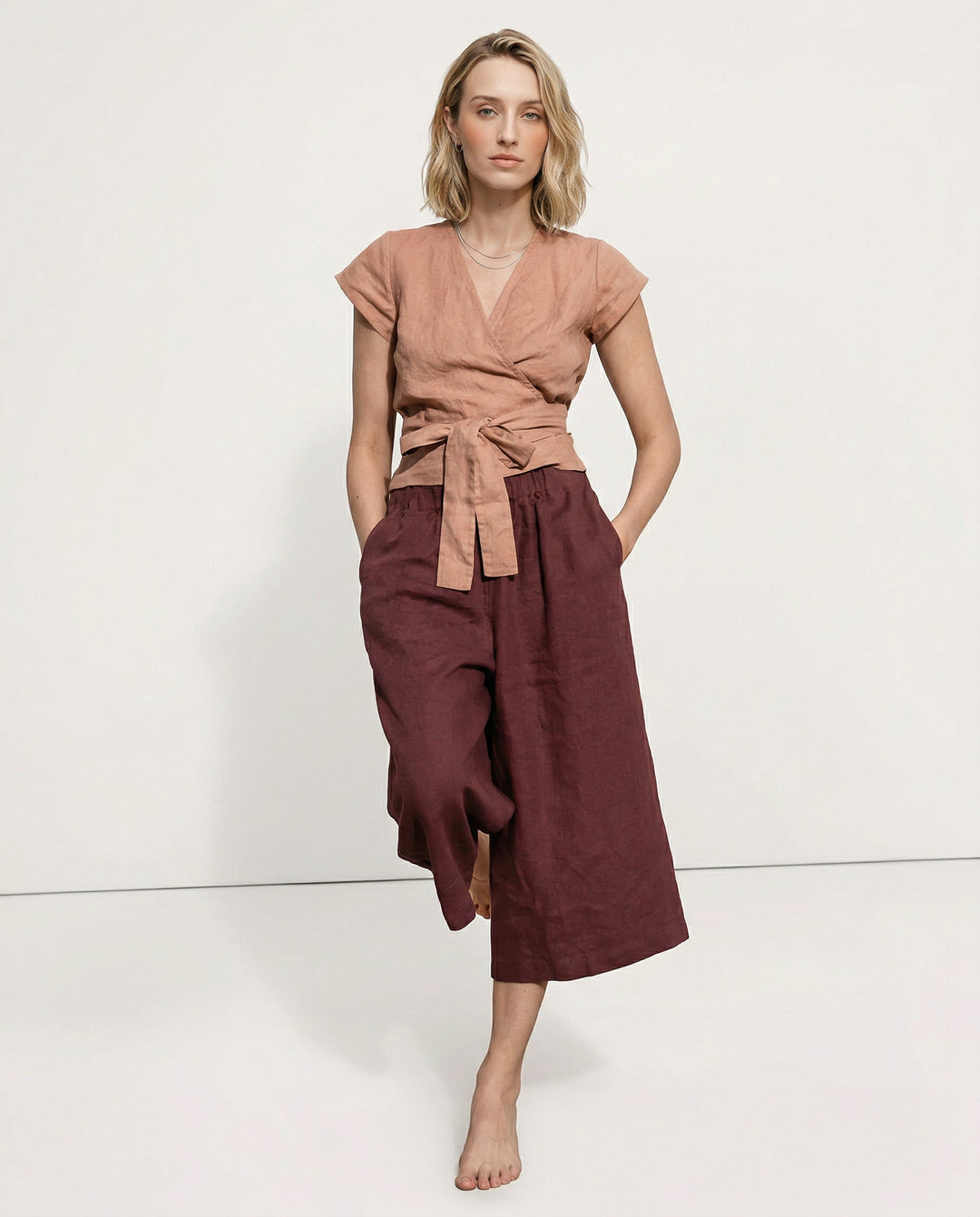 Muse & Valeur | Wide Leg Linen Pant for Women in Natural Color