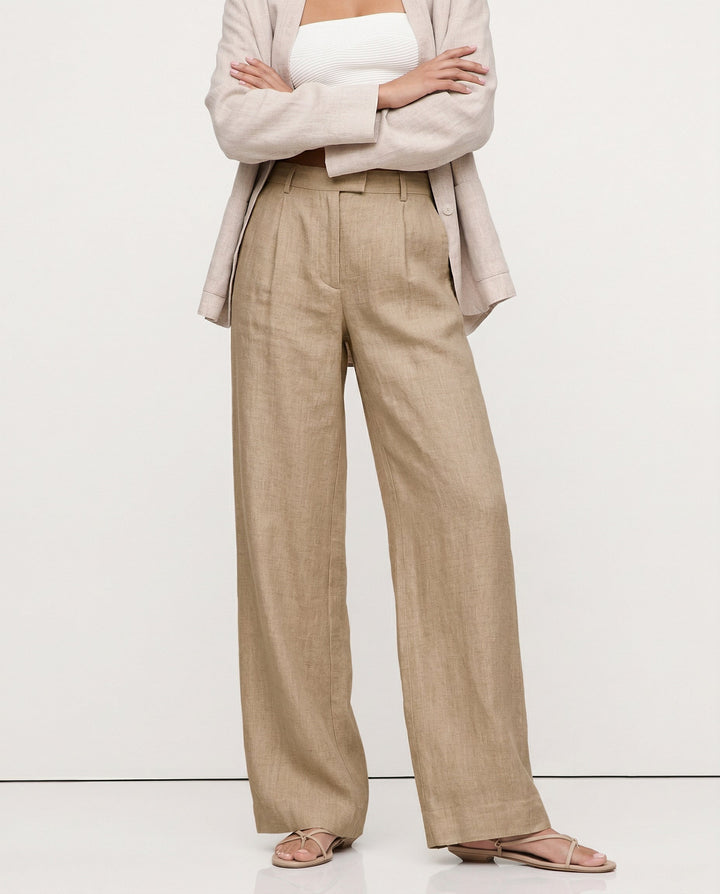 Muse & Valeur | Linen Wide-Leg Trousers for Women in Natural