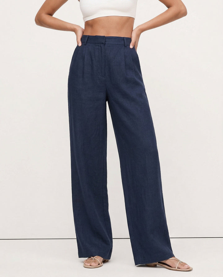 Muse & Valeur | Linen Wide-Leg Trousers for Women in Natural