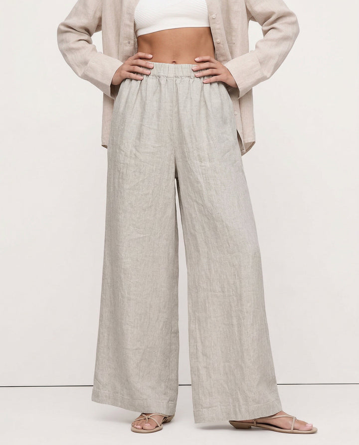 Muse & Valeur | Wide Leg Linen Pant for Women in Natural Color