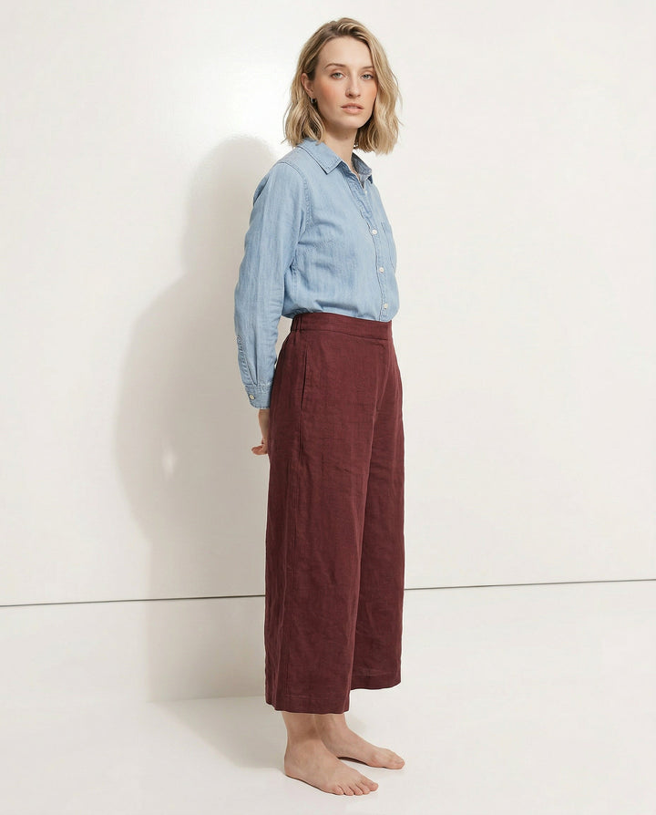 Muse & Valeur | Wide Leg Linen Pant for Women in Natural Color