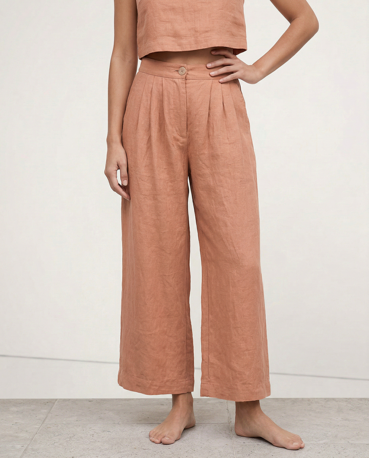 Muse & Valeur | Linen Pleated Culotte Pant for Women