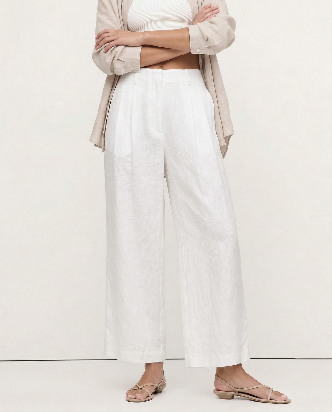 Muse & Valeur | Pleated Wide Leg Linen Pant