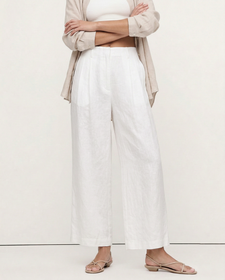 Muse & Valeur | Pleated Wide Leg Linen Pant