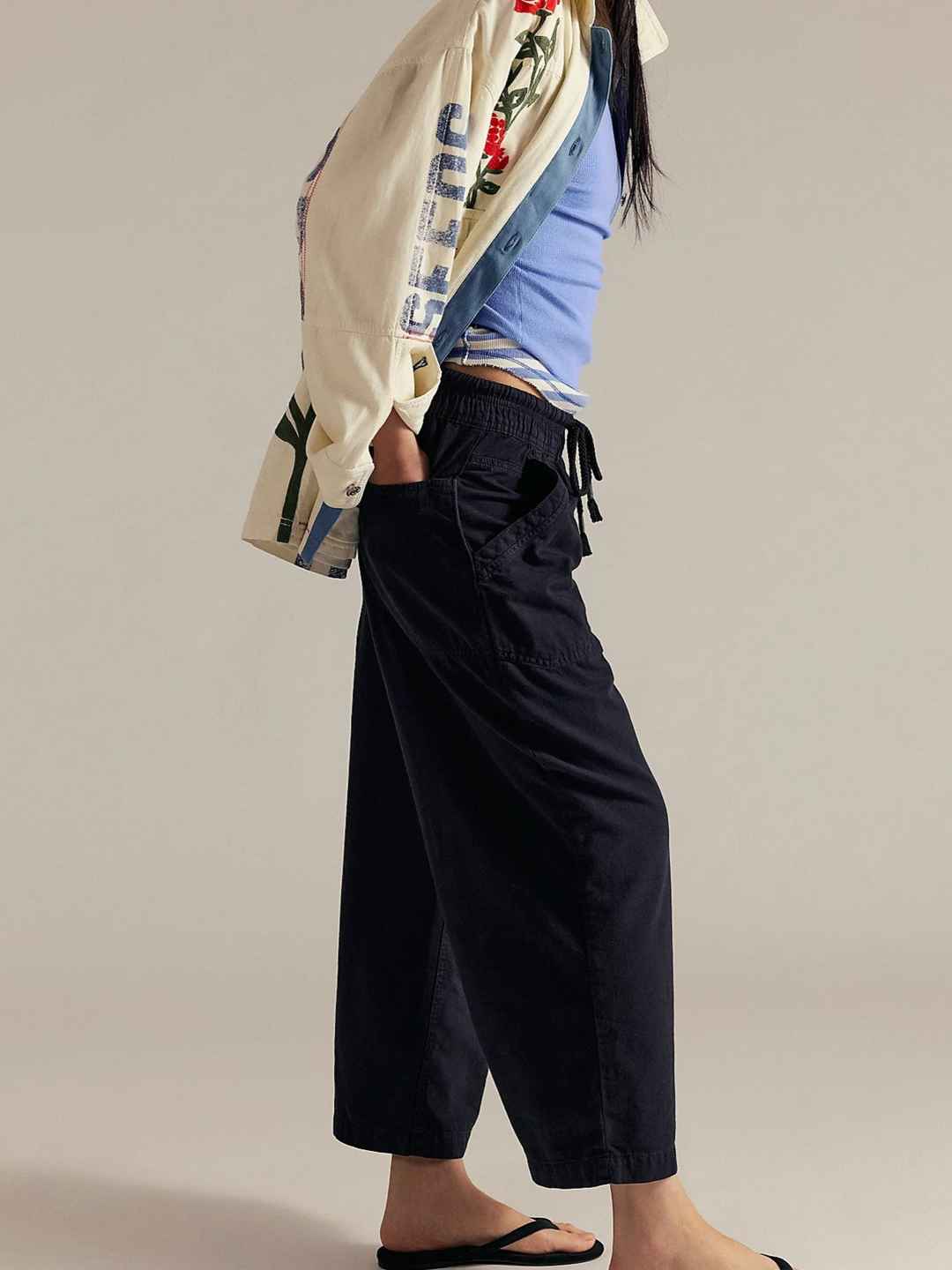 Muse & Valeur | Drawstring Jeans for Women in Denim Blue