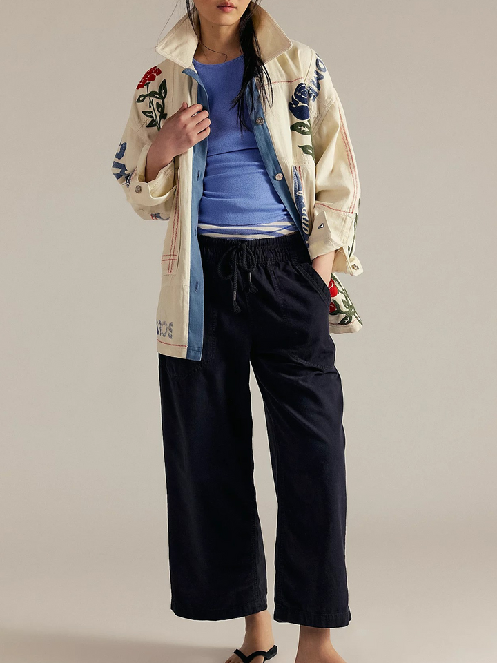 Muse & Valeur | Drawstring Jeans for Women in Denim Blue