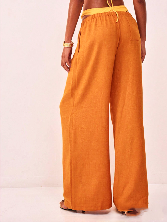 Muse & Valeur | Linen Drawstring Trousers for Women in Natural Color