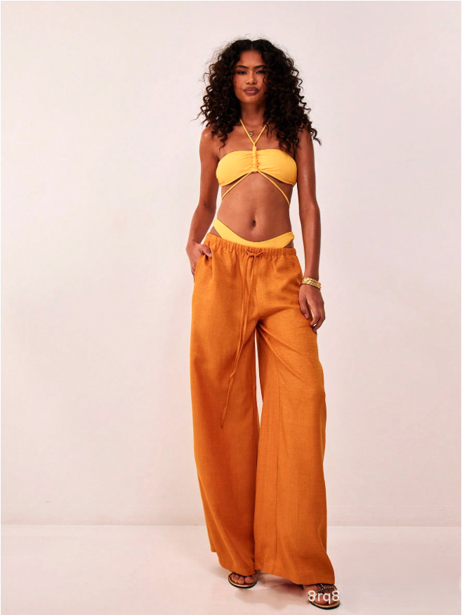 Muse & Valeur | Linen Drawstring Trousers for Women in Natural Color