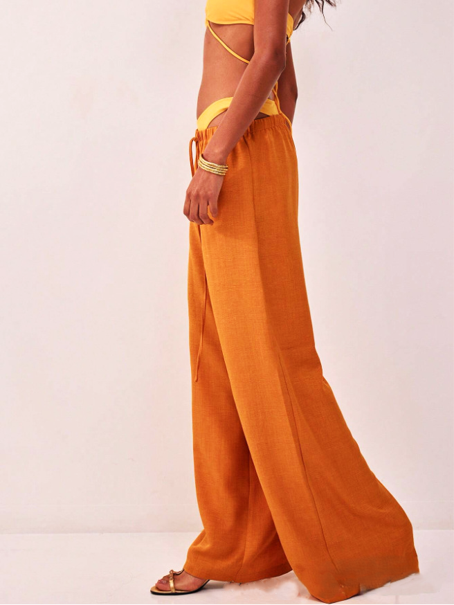 Muse & Valeur | Linen Drawstring Trousers for Women in Natural Color