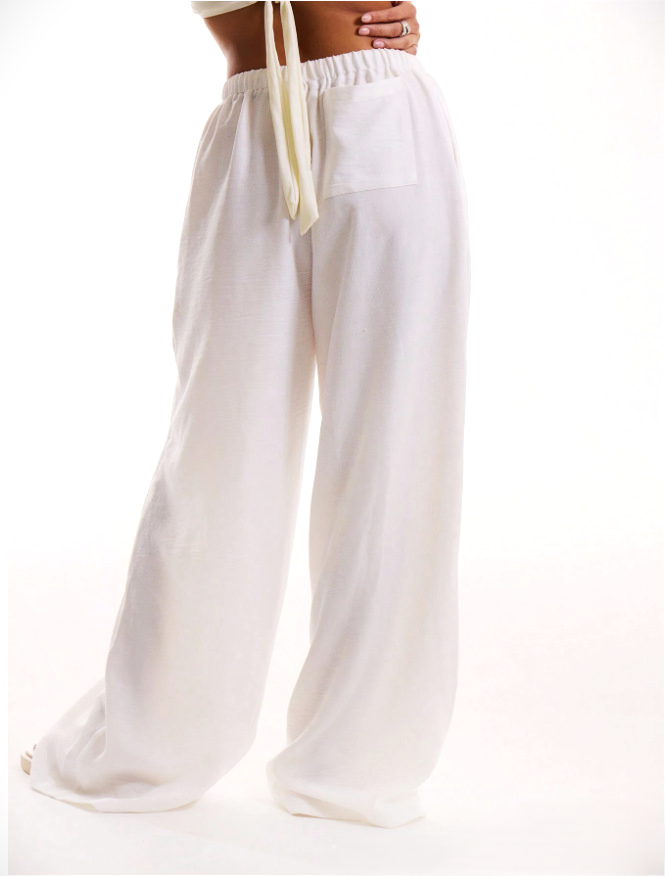 Muse & Valeur | Linen Drawstring Trousers for Women in Natural Color