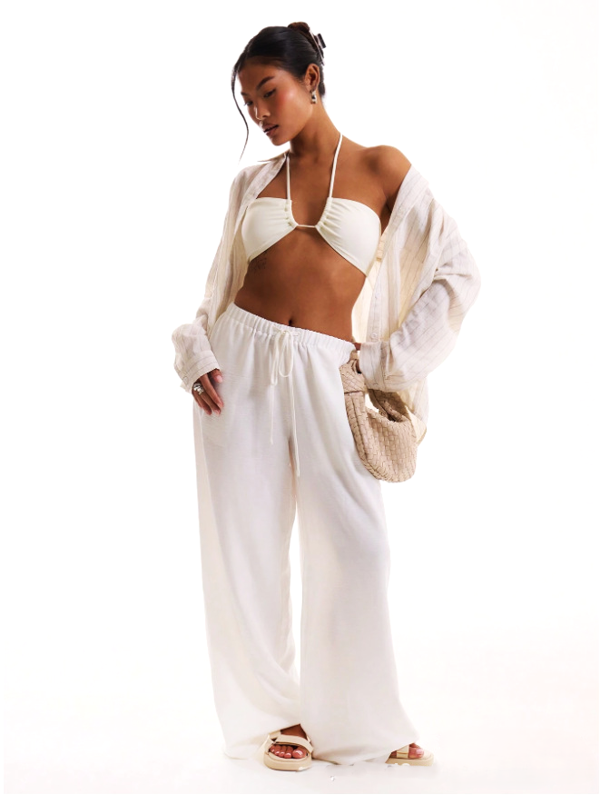 Muse & Valeur | Linen Drawstring Trousers for Women in Natural Color
