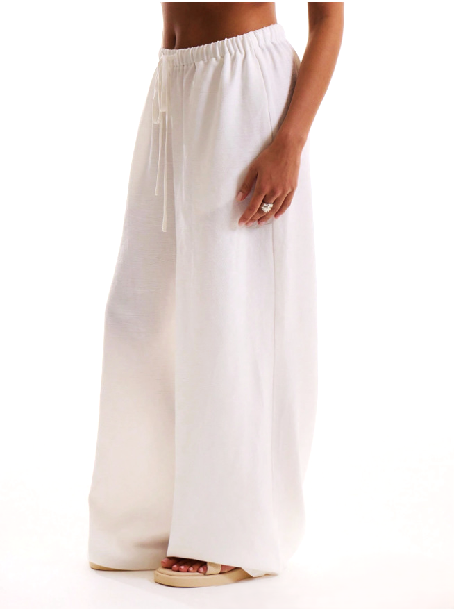 Muse & Valeur | Linen Drawstring Trousers for Women in Natural Color