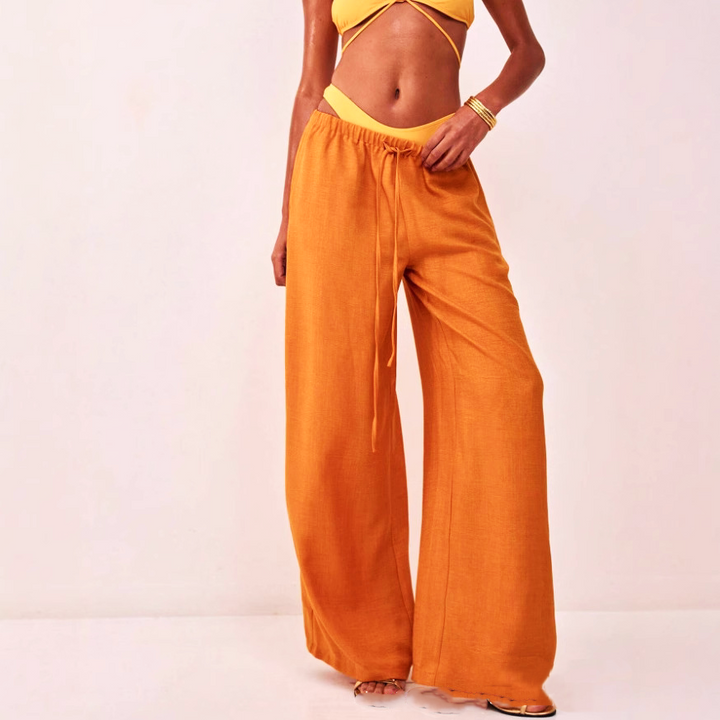 Muse & Valeur | Linen Drawstring Trousers for Women in Natural Color