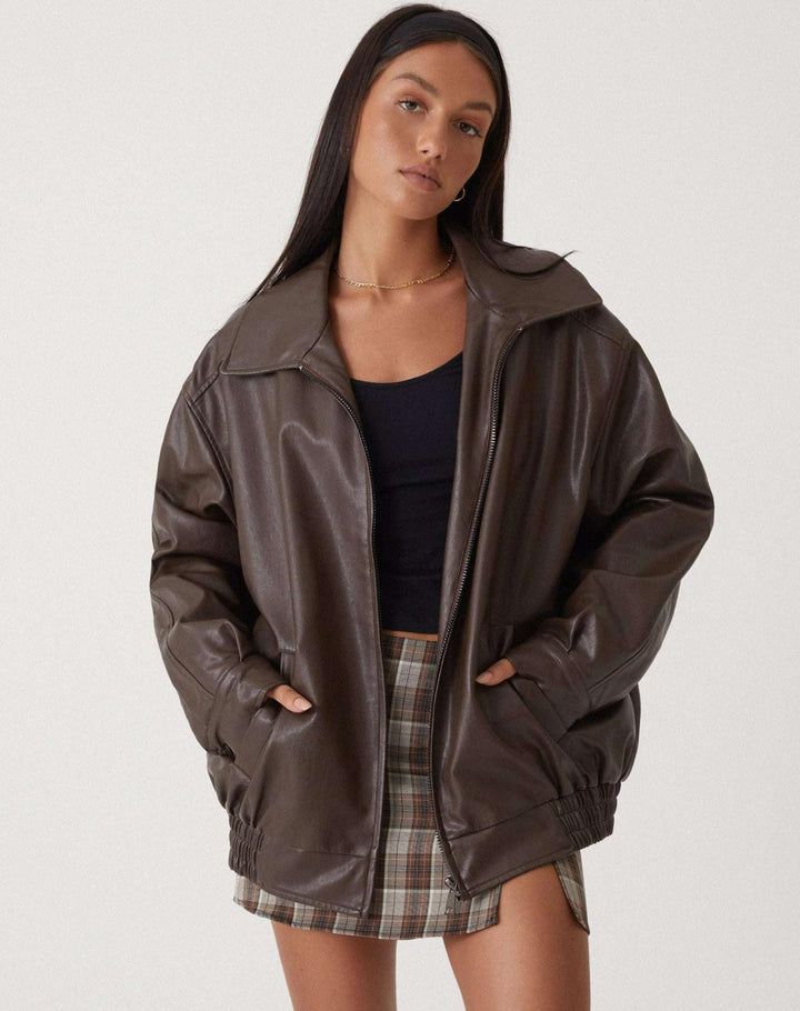 Muse and Valeur | Women’s Oversized Leather Bomber Jacket