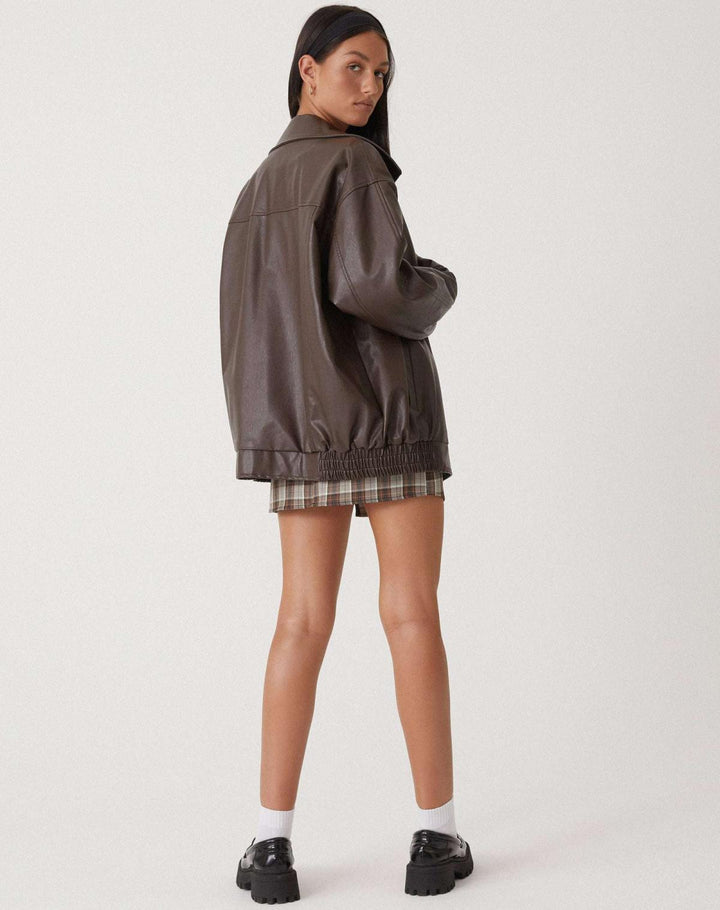 Muse and Valeur | Women’s Oversized Leather Bomber Jacket